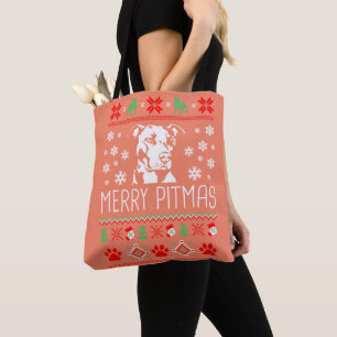 Tote Bag Pitbull Christmas Merry Pitmas Ugly Christm