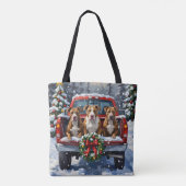 Tote Bag Pitbull Christmas Red Truck Holiday (Dos)