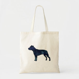 Tote Bag Pitbull race Chien Silhouette Aquarelle noire