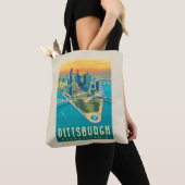 Tote Bag Pittsburgh, PA | Vue oeil d'oiseau (De près)
