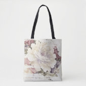 Tote Bag pivoine blanche abstraite (Devant)