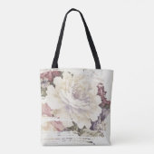 Tote Bag pivoine blanche abstraite (Dos)