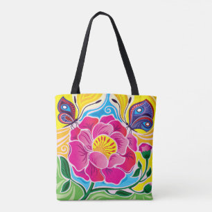 Tote Bag Pivoine et Papillons