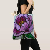 Tote Bag Pivoine Violette Teintée  (De près)