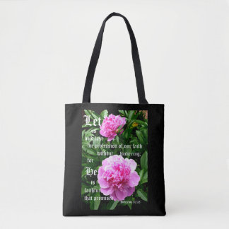 Tote Bag Pivoines par Pearl avec Hébreux 10:23