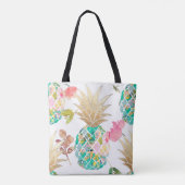 Tote Bag PixDezines Aloha Ananas+Aquarelle Florale (Dos)