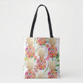 Tote Bag PixDezines Aloha Ananas+Fronds Palm Aquarelle (Devant)