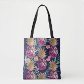 Tote Bag PixDezines Aloha Ananas+Fronds Palm Aquarelle (Devant)
