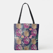 Tote Bag PixDezines Aloha Ananas+Fronds Palm Aquarelle (Dos)