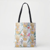 Tote Bag PixDezines Aloha Ananas+Fronds Palm Aquarelle (Devant)