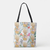 Tote Bag PixDezines Aloha Ananas+Fronds Palm Aquarelle (Dos)