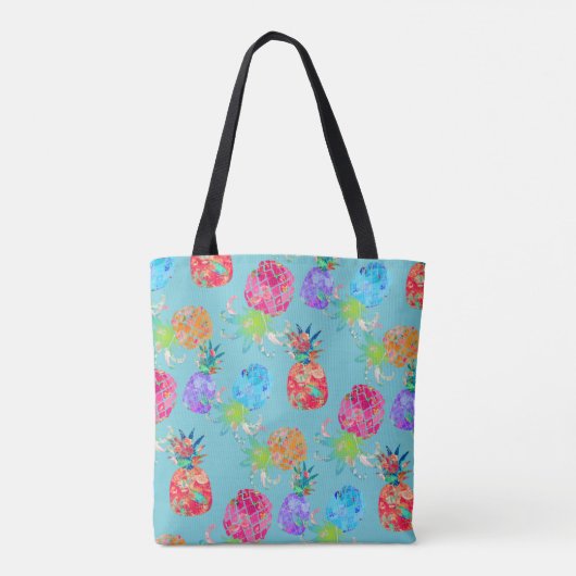 Tote Bag PixDezines Aloha Pineapples Aquarelle/do-it-yourse (Dos)