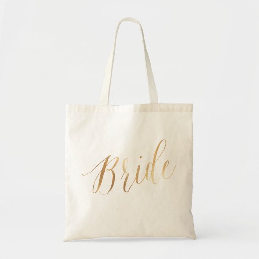 Tote Bag PixDezines Bride/Faux Gold Script (Devant)