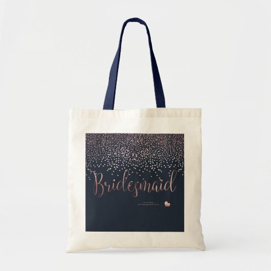 TOTE BAG PIXDEZINES BRIDESMAID FAUX ROSE GOLD CONFETTI (Devant)