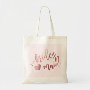 Tote Bag PixDezines Bridesmaid/Faux Rose Gold Script