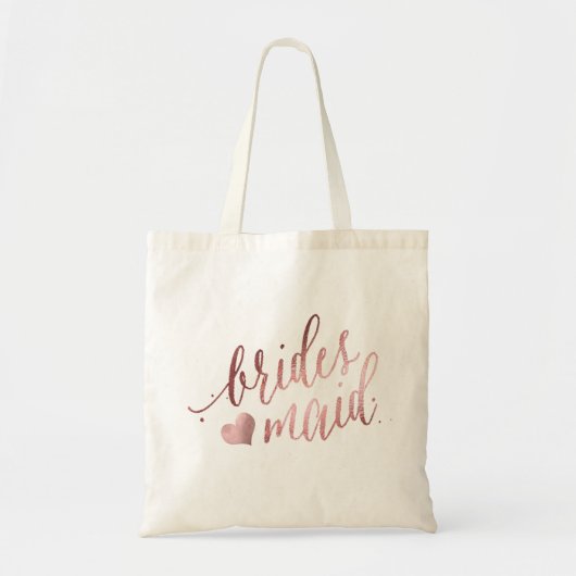Tote Bag PixDezines Bridesmaid/Faux Rose Gold Script (Devant)