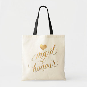 Tote Bag PixDezines Demoiselle d'Honneur/Écriture Faux Or
