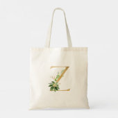 Tote Bag PixDezines Faux Monogramme Doré Feuillage Tropical (Dos)