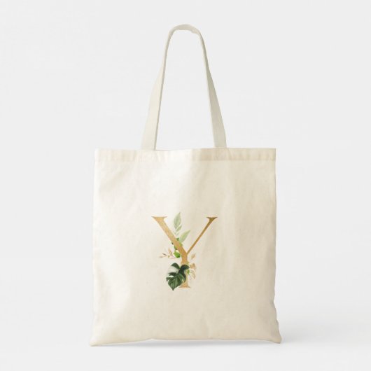 Tote Bag PixDezines Faux Monogramme Or Tropical Foliage (Dos)