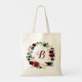 Tote Bag PixDezines H2 Blush Bourgogne Navy Fleurs Mariage (Dos)