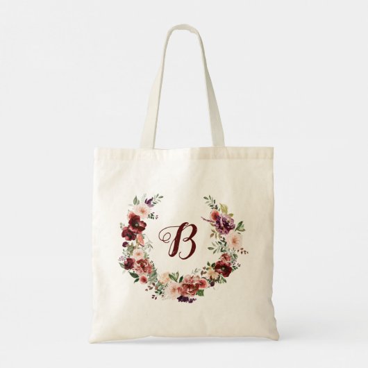 Tote Bag PixDezines H2 Blush Burgundy Fleurs Mariage (Dos)