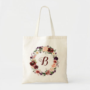 Tote Bag PixDezines H2 Fard à joues Bourgogne Fleurs Mariag