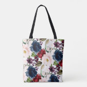 Tote Bag PixDezines H2 Fleurs Blush Burgundy Navy (Dos)