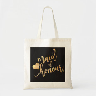 Tote Bag PixDezines Maid of../Faux Gold Script