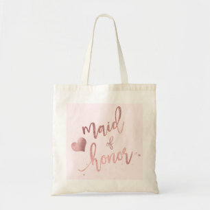 Tote Bag PixDezines Maid of../Faux Rose Gold Script