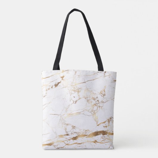 Tote Bag PixDezines MARBRE BLANC+FAUX OR VEINS (Dos)