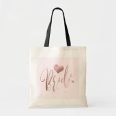 Tote Bag PixDezines Mariée Faux Or Rose Script+Cœur (Devant)
