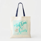 Tote Bag PixDezines Matron d'honneur/Faux Foil Script/Aqua (Devant)