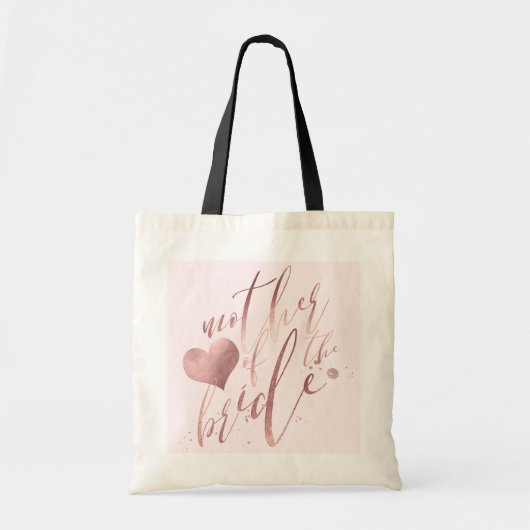 Tote Bag PixDezines Mère de mariée/Faux Rose Gold Script (Devant)