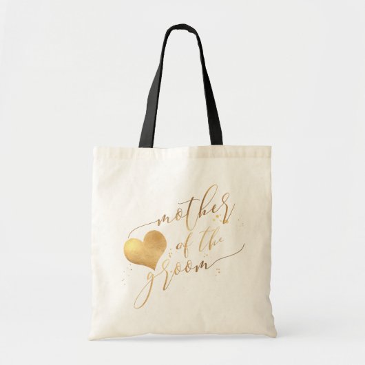 Tote Bag PixDezines Mère du marié/Faux script or (Devant)