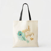 Tote Bag PixDezines Peacock Maid of Honor/Faux Gold Script (Devant)