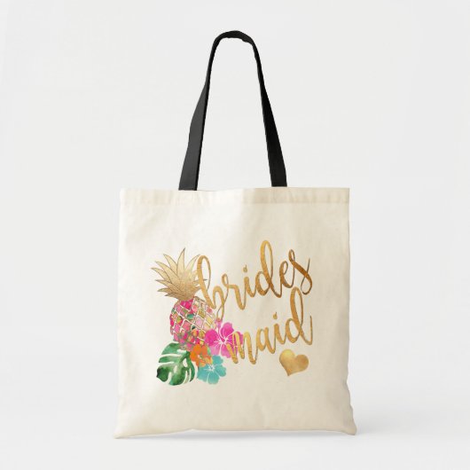 Tote Bag PixDezines Pineapple Bridesmaid/Faux Gold Script (Devant)