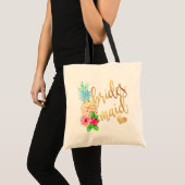 Tote Bag PixDezines Pineapple Bridesmaid/Faux Gold Script (Devant (produit))
