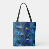 Tote Bag PixDezines PSYCHEDELIC BLUE PEACOCK FEATHER (Dos)