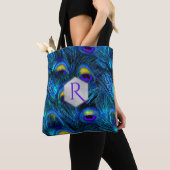 Tote Bag PixDezines PSYCHEDELIC BLUE PEACOCK FEATHER (De près)
