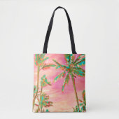 Tote Bag PixDezines Vintage Hawaiian Beach/Pink/Turquoise (Devant)