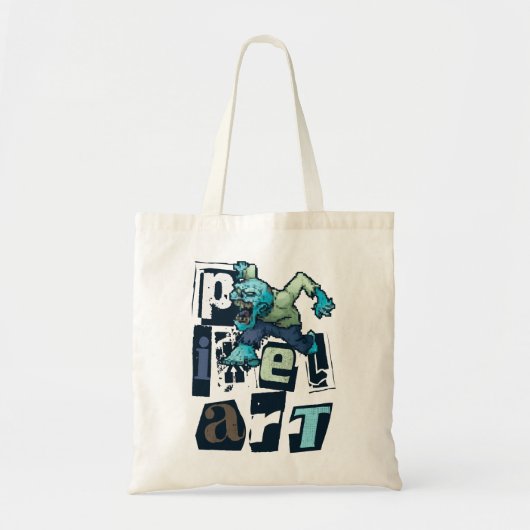 Tote Bag Pixel art et monstre (Devant)