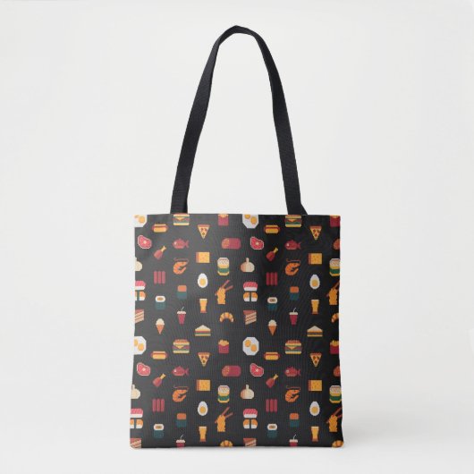 Tote Bag Pixel art nourriture, texture transparente. (Devant)