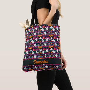 Tote Bag Pixel Ghosts Halloween Sweer Motif