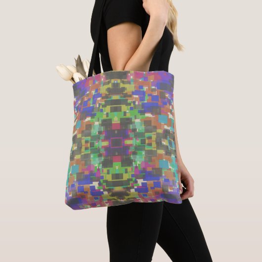 Tote Bag Pixelated Patterned Beyond Colors Of The Rainbow (De près)