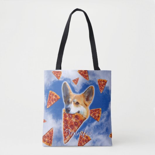Tote Bag Pizza de Chien de Corgi (Devant)