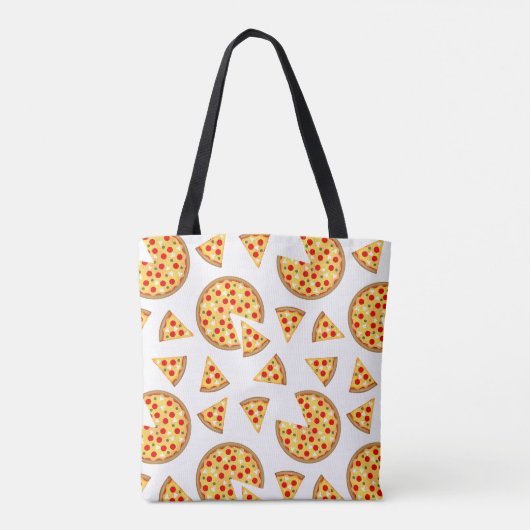Tote Bag Pizza et tranches de cool motif sur blanc (Dos)