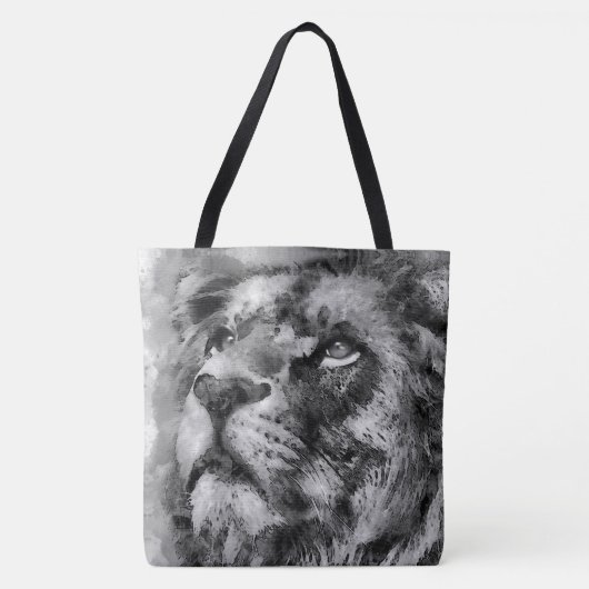 Tote Bag Placid Lion Face Argent (Devant)