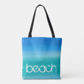 Tote Bag Plage Aquarelle Océan Bleu Vert (Dos)