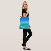 Tote Bag Plage Aquarelle Océan Bleu Vert (Sur le modèle)