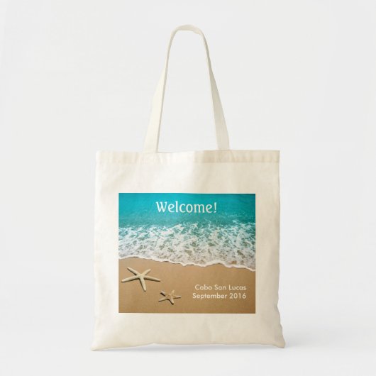 Tote Bag Plage avec Starfish sur le sable (Devant)